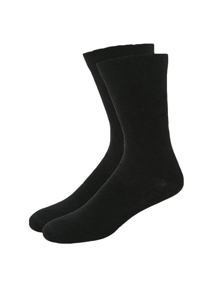 ALLKING Calf Length Socks, Full Length, High Length Pure Cotton Plain Solid Black Color Formal Socks for Men and Boys - Pack of 7 Pairs, Free Size - Image 2