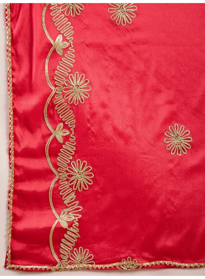 AKS Peach lehenga Banarasi lehenga Choli with Crimson red Dupatta