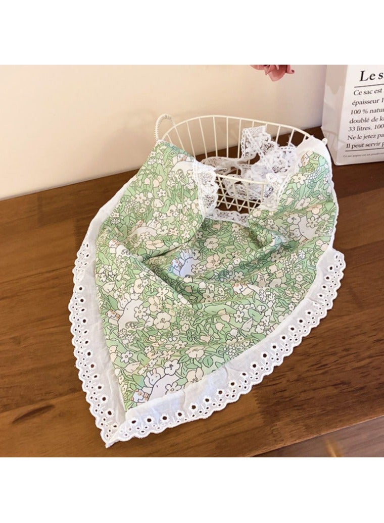 Hanayo 2 قطع من وشاح الشعر إكسسوارات شعر مزهرة وشاح رأس مثلث جميل للفتيات والنساء (أخضر + أحمر) - Image 5