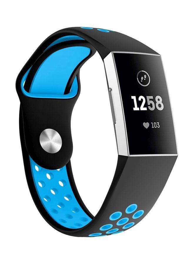 NIBEMINENT Replacement Band For Fitbit Charge 3 Blue/Black - Image 2