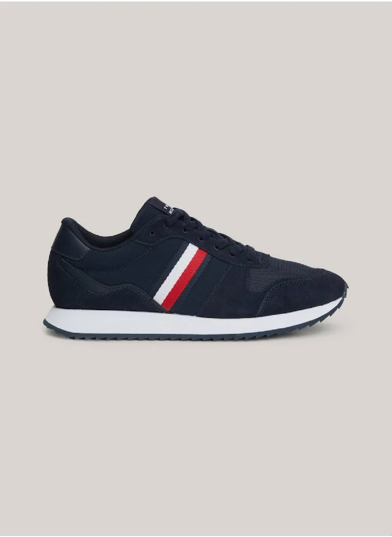 TOMMY HILFIGER Men's Cleat Signature Tape Trainers -  Stretch recycled polyester upper, Navy