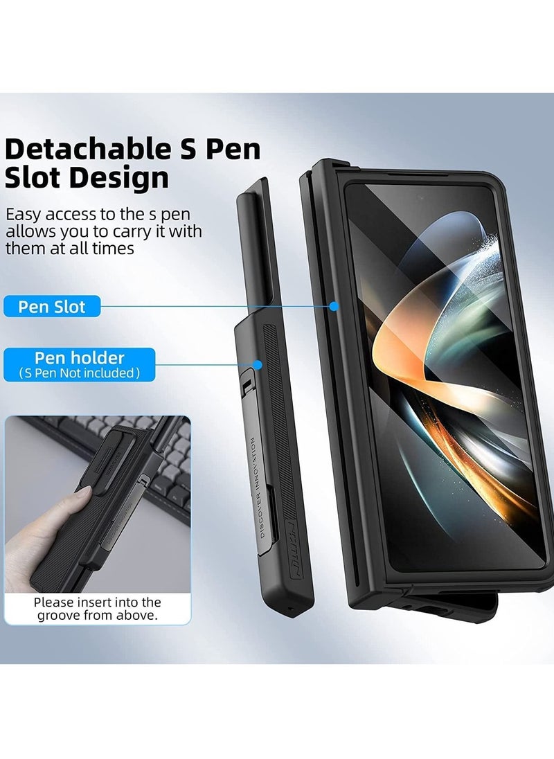 Nillkin - Case Suitable for Samsung Galaxy Z Fold4 with S Pen Holder and Hinge Protector with Hidden Kickstand and Lens Slider Slim Cover - Image 1