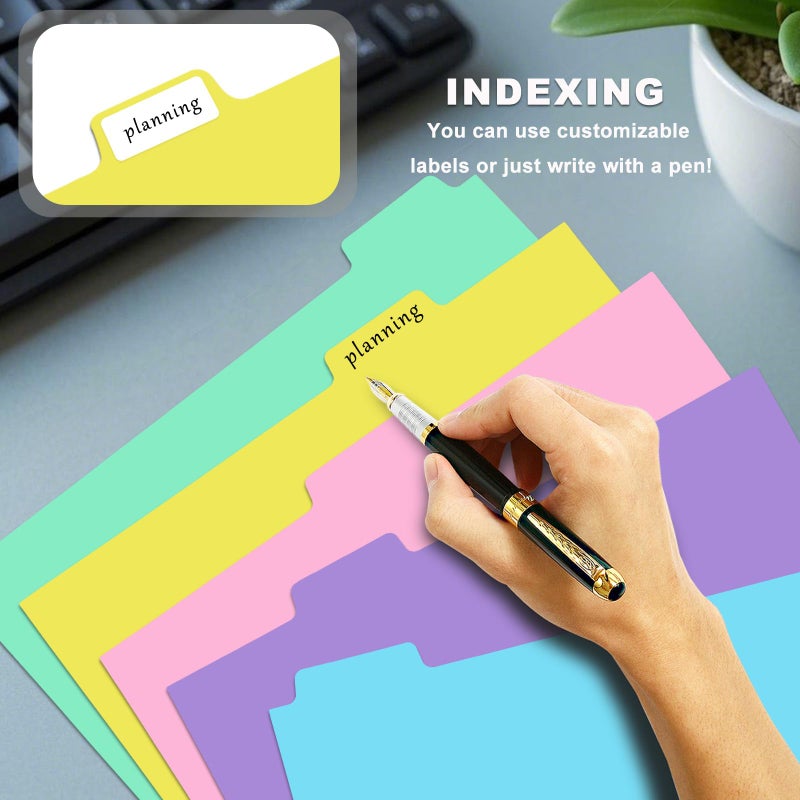 LIMANLIRY 5-tabs 2 Set Binder Dividers with Tabs,Plastic Index with Label,Colorful Big Tab Dividers for 3 Ring Binder (10) - Image 4