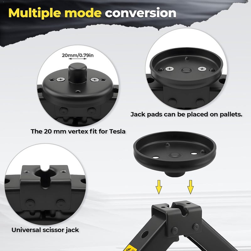 3-Ton Scissor Jack Kit for Tesla Model Y 3 S X with Rubber Jack Pad, Car Spare Tire Repair Tools for Car Tesla Model Y/3/S/X, Tire Changing Tools Kit for Tesla with L-Wrenches（17/19/21/23mm） - Image 3