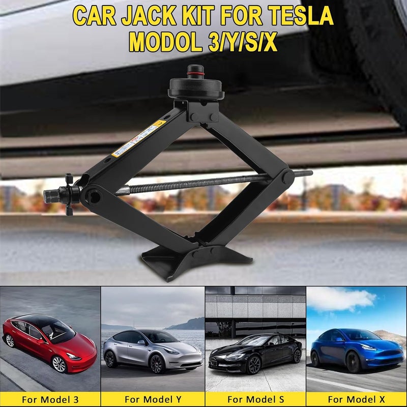 3-Ton Scissor Jack Kit for Tesla Model Y 3 S X with Rubber Jack Pad, Car Spare Tire Repair Tools for Car Tesla Model Y/3/S/X, Tire Changing Tools Kit for Tesla with L-Wrenches（17/19/21/23mm） - Image 5