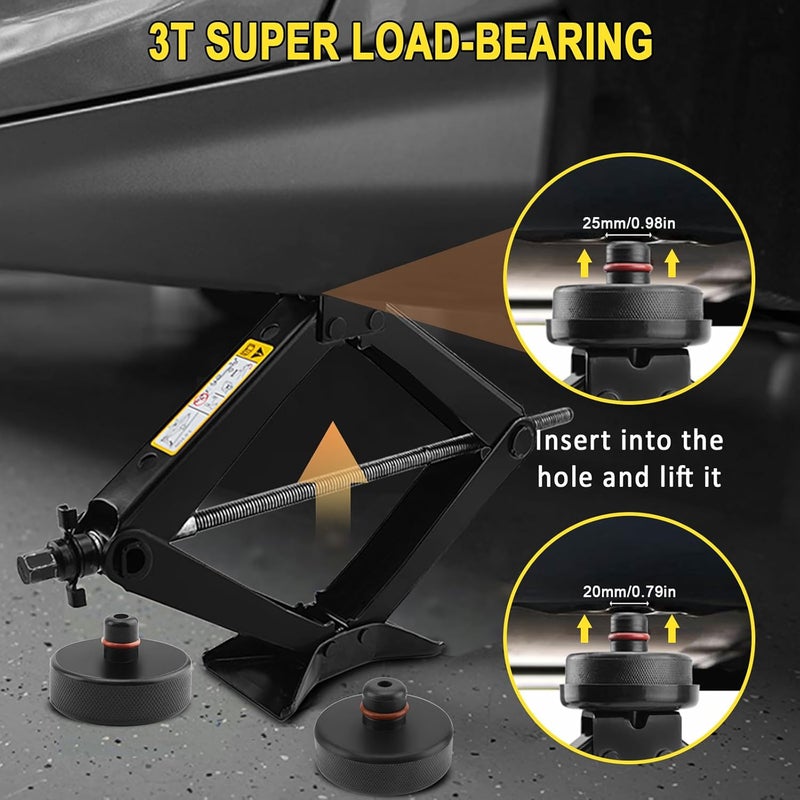 3-Ton Scissor Jack Kit for Tesla Model Y 3 S X with Rubber Jack Pad, Car Spare Tire Repair Tools for Car Tesla Model Y/3/S/X, Tire Changing Tools Kit for Tesla with L-Wrenches（17/19/21/23mm） - Image 2