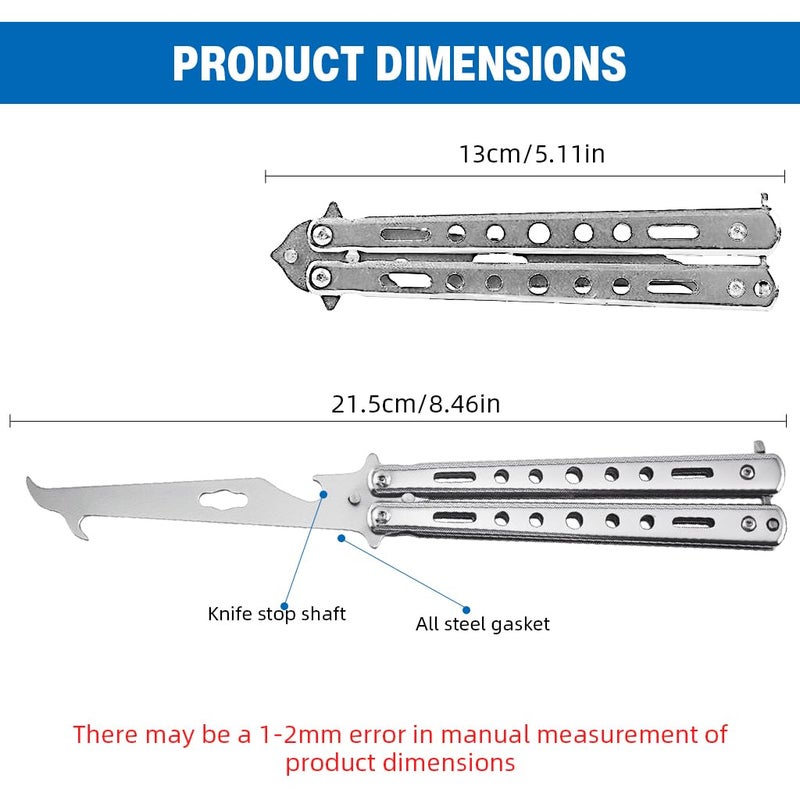 Proberos ® سكاكين الفراشة للتدريب، مع قفل O-Ring للمبتدئين، مدرب باليسونغ بشفرة غير حادة لممارسة حيل التقليب، أداة من الفولاذ المقاوم للصدأ مع فتاحة زجاجات، أداة تدريب سكاكين - Image 2