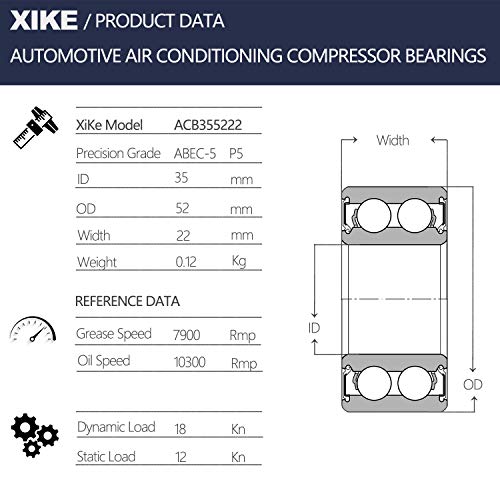XiKe 1 Pcs ACB 35x52x22mm Air Conditioning Clutch Bearing, High Speed and Durable Equivalent MT2149, 35BD5222DDUM18A, 35BD5222DFX7, 35BD5222. - Image 2