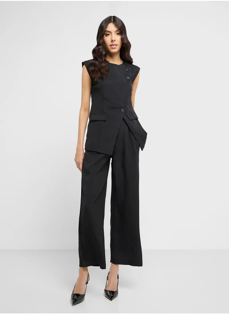 ELLA Slant Button Up Vest & Pant Set