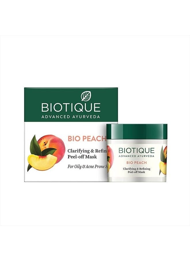 Biotique Bio Peach Clarifying and Refining Peel-Off Mask For Oily and Acne Prone Skin, 50 gm  - Image 1