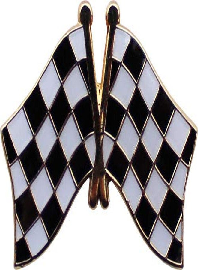 Flagline Checkered Flags Die-struck Metal Novelty Cross Lapel Pin with Butterfly Clasp Closure - Image 2