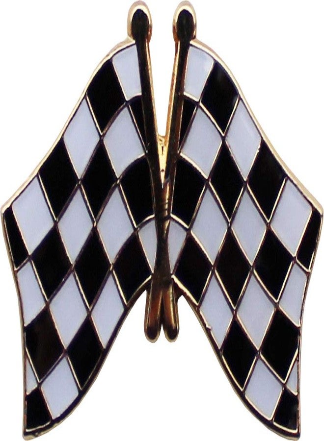 Flagline Checkered Flags Die-struck Metal Novelty Cross Lapel Pin with Butterfly Clasp Closure - Image 1