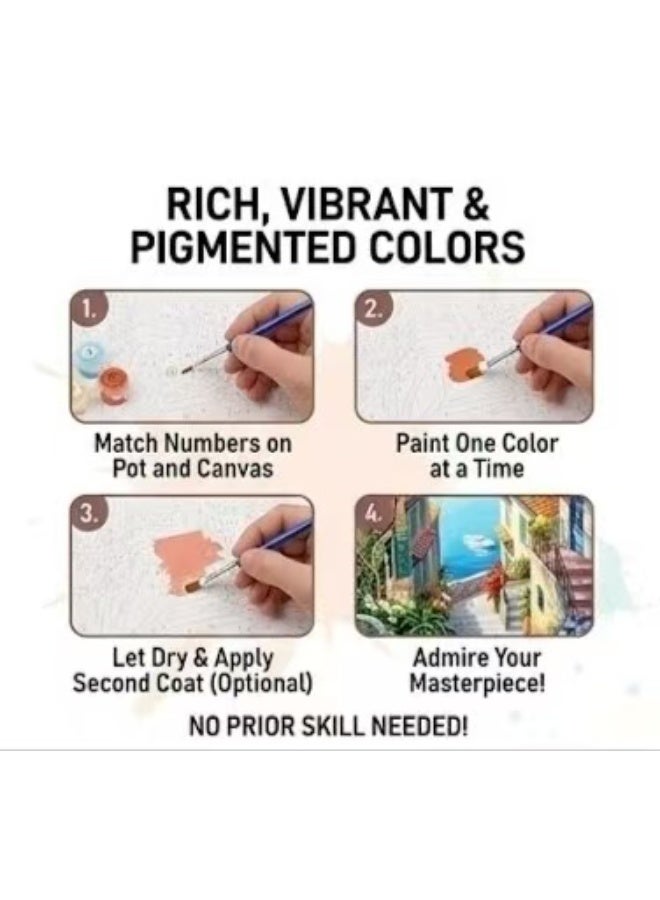 Captaintech DIY oil painting set - Beautiful Mediterranean Sea View 16x20 Canvas Painting - Beginner Friendly DIY Art & Gift - Image 2