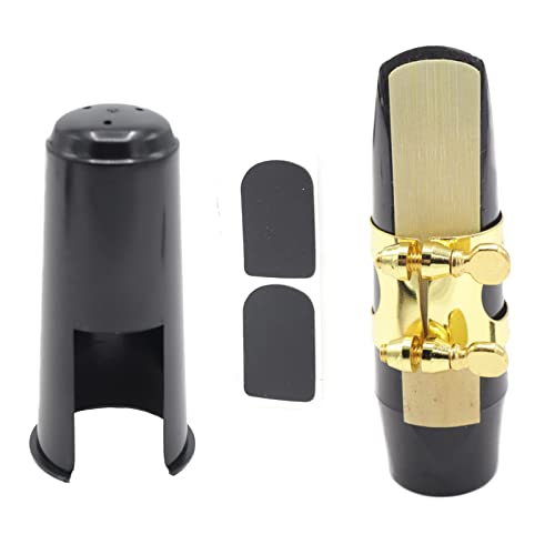 Cheerock Alto Saxophone Mouthpiece, Alto Sax Mouthpiece Set Including Gold Metal Saxophone Ligature & 2pcs Mouthpiece Pads & One Reed, Alto Sax Saxophone Parts - Image 1