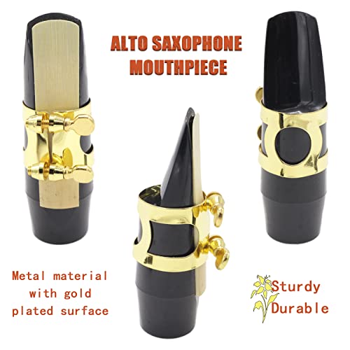 Cheerock Alto Saxophone Mouthpiece, Alto Sax Mouthpiece Set Including Gold Metal Saxophone Ligature & 2pcs Mouthpiece Pads & One Reed, Alto Sax Saxophone Parts - Image 3