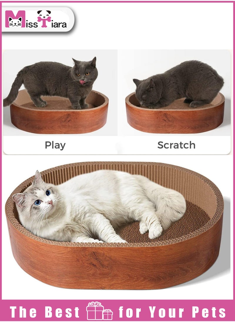 MissTiara Cat Scratch Pad, Cat Scratching Lounge Bed, Oval Corrugated Cardboard  Durable Recycle Board for Furniture Protection, Cat Scratcher Bowl, Cat Kitty Training Toy Reversible 44*34*10cm  - Image 1
