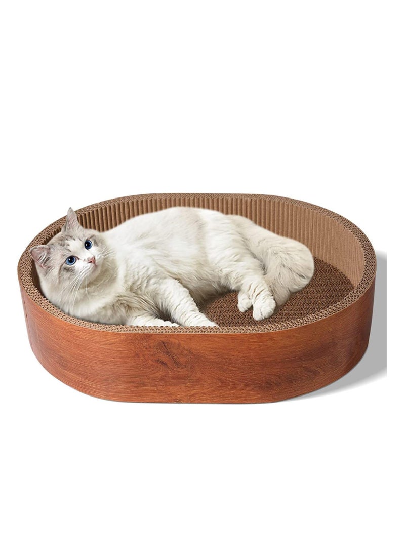 MissTiara Cat Scratch Pad, Cat Scratching Lounge Bed, Oval Corrugated Cardboard  Durable Recycle Board for Furniture Protection, Cat Scratcher Bowl, Cat Kitty Training Toy Reversible 44*34*10cm  - Image 2