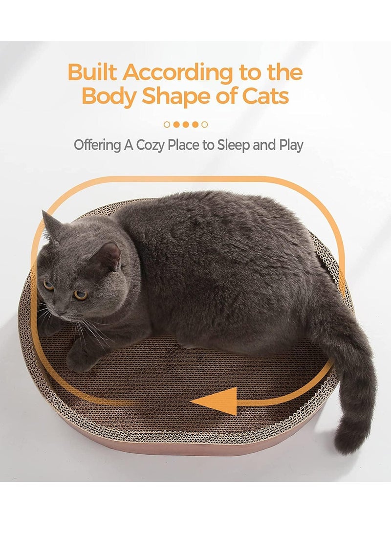 MissTiara Cat Scratch Pad, Cat Scratching Lounge Bed, Oval Corrugated Cardboard  Durable Recycle Board for Furniture Protection, Cat Scratcher Bowl, Cat Kitty Training Toy Reversible 44*34*10cm  - Image 4