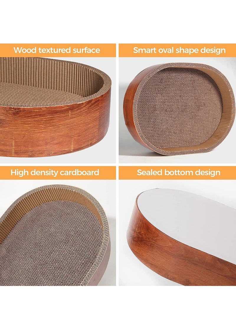 MissTiara Cat Scratch Pad, Cat Scratching Lounge Bed, Oval Corrugated Cardboard  Durable Recycle Board for Furniture Protection, Cat Scratcher Bowl, Cat Kitty Training Toy Reversible 44*34*10cm  - Image 5