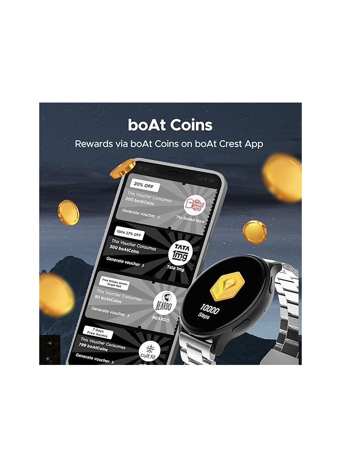 Generic - boAt Lunar Orb w/ 1.45" (3.6 cm) AMOLED Display, BT Calling, DIY Watch Face Studio, Coins, Crest App Health Ecosystem, Live Cricket & Football Scores, IP67, Smart Watch for Men & Women(Steel Silver) - Image 1
