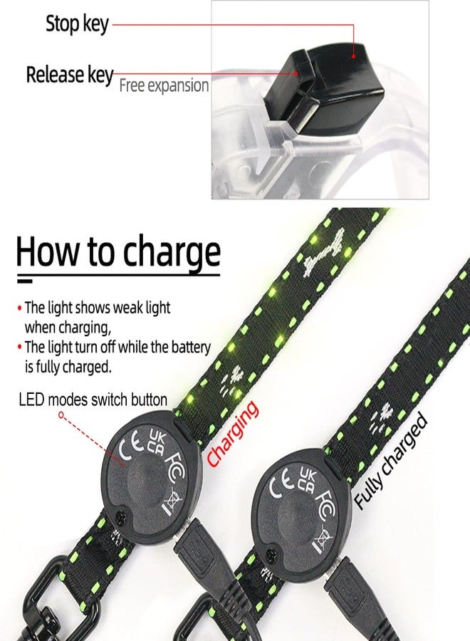 لوينت طوق كلاب لوينت LED قابل للسحب بطول 8.8 قدم - طوق مضيء للكلاب للمشي الليلي، قابل لإعادة الشحن عبر منفذ USB، مقاوم للماء، مزود بثلاثة أوضاع إضاءة خضراء - Image 4