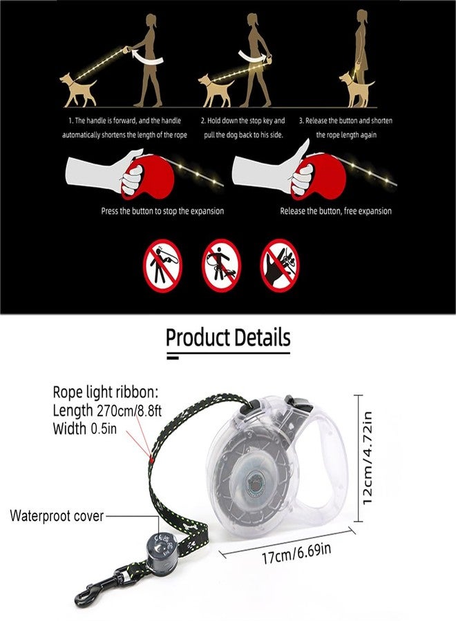 لوينت طوق كلاب لوينت LED قابل للسحب بطول 8.8 قدم - طوق مضيء للكلاب للمشي الليلي، قابل لإعادة الشحن عبر منفذ USB، مقاوم للماء، مزود بثلاثة أوضاع إضاءة خضراء - Image 3