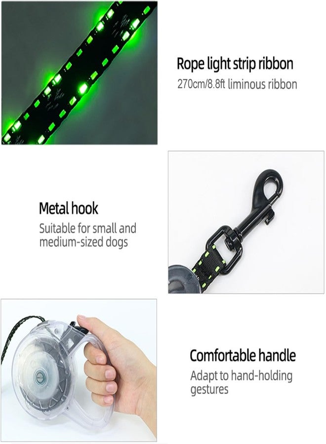 لوينت طوق كلاب لوينت LED قابل للسحب بطول 8.8 قدم - طوق مضيء للكلاب للمشي الليلي، قابل لإعادة الشحن عبر منفذ USB، مقاوم للماء، مزود بثلاثة أوضاع إضاءة خضراء - Image 5