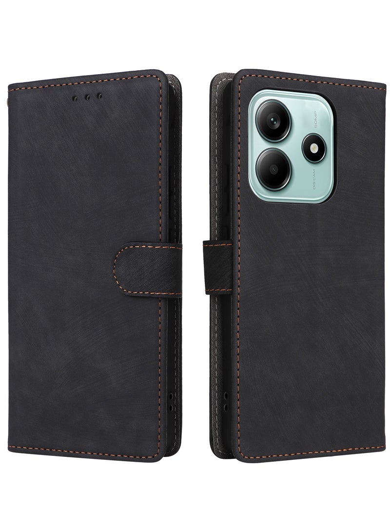غطاء مع حزام يد لــ Xiaomi Redmi Note 14 5G / Xiaomi POCO M7 Pro 5G، حماية كاملة للجسم ضد الصدمات، غطاء موبايل فليب من الجلد PU، محفظة فوليو مزودة بتقنية RFID ضد السرقة مع فرشاة - Image 3