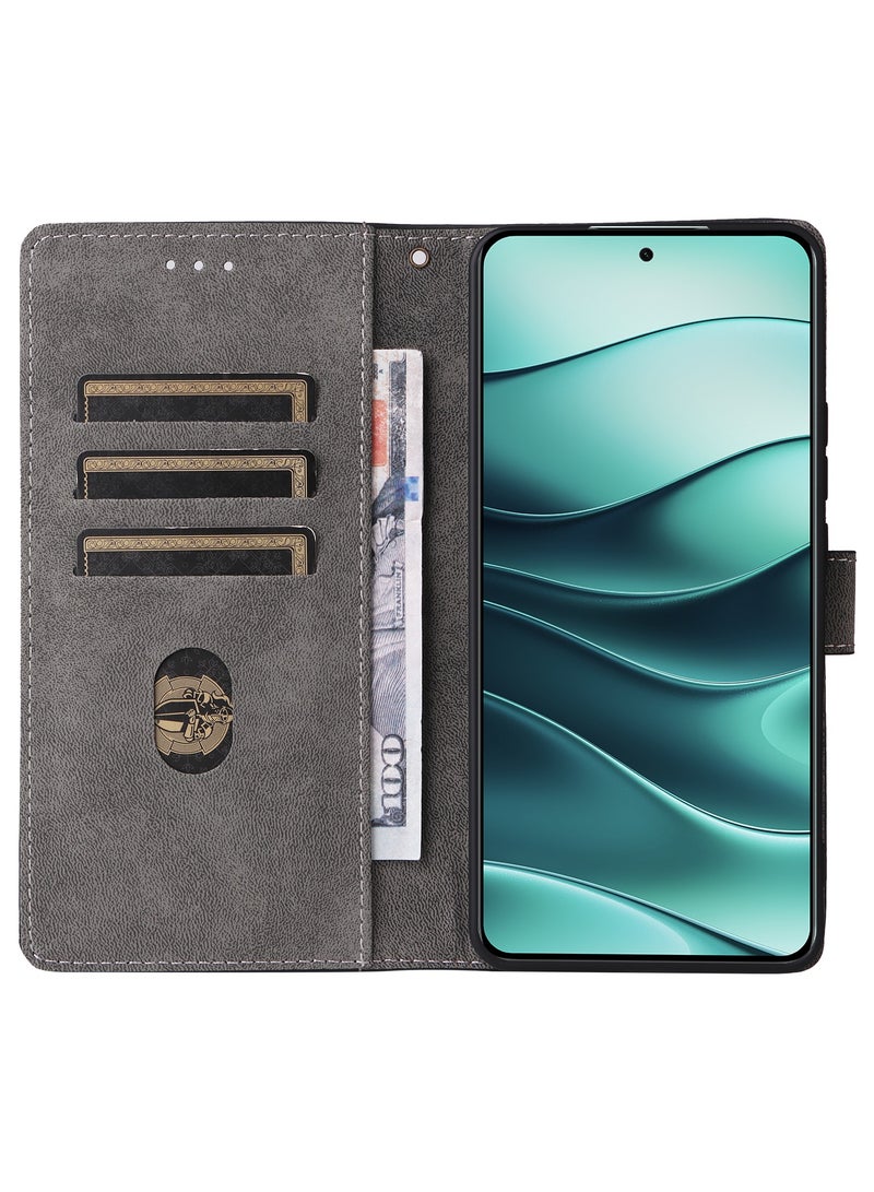 غطاء مع حزام يد لــ Xiaomi Redmi Note 14 5G / Xiaomi POCO M7 Pro 5G، حماية كاملة للجسم ضد الصدمات، غطاء موبايل فليب من الجلد PU، محفظة فوليو مزودة بتقنية RFID ضد السرقة مع فرشاة - Image 4