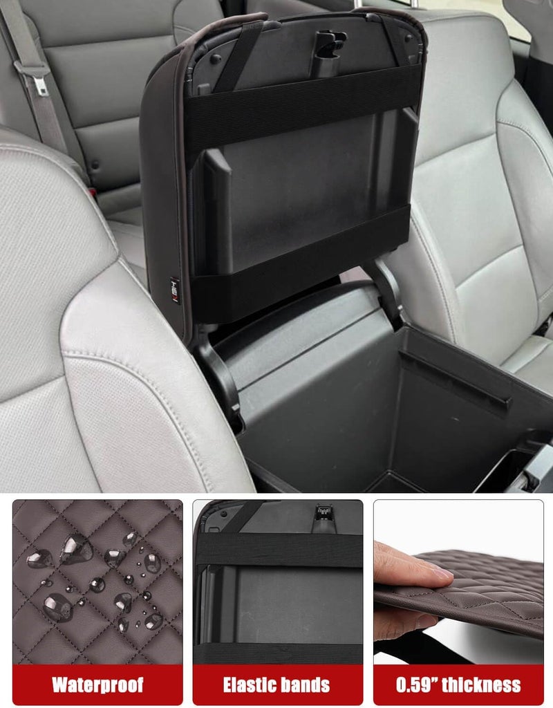 KBH Center Console Armrest Cover for Chevy Silverado, GMC Sierra 1500 2500 3500 2014-2018 & Tahoe Yukon Suburban 2015-2020, Floor Console Bucket Seat, Vinyl Leather, Dark Brown - Image 5
