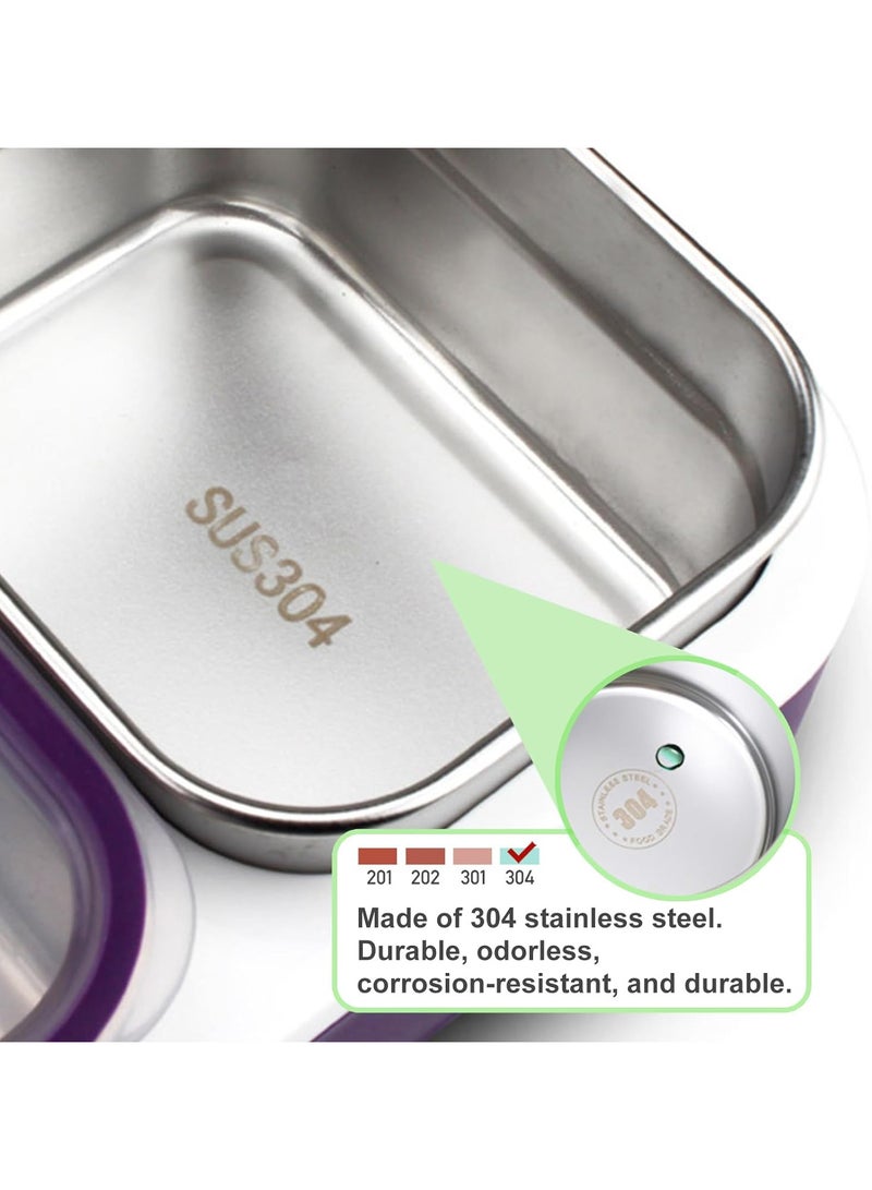 TOMSHOO Stainless Steel Lunch Box for Kids Adults,Insulated Bento Lunch Box with Tableware & Bag,1000ML 5 Compartment Divided Lunch Containers with Lids,Leakproof | BPA Free | Dishwasher Safe (Purple，1000ml) - Image 5