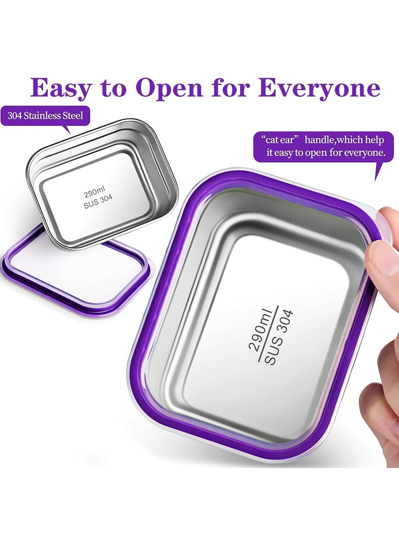 TOMSHOO Stainless Steel Lunch Box for Kids Adults,Insulated Bento Lunch Box with Tableware & Bag,1000ML 5 Compartment Divided Lunch Containers with Lids,Leakproof | BPA Free | Dishwasher Safe (Purple，1000ml) - Image 3