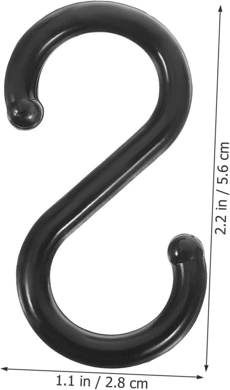 Garneck 100Pcs Black Plastic S Hooks Multipurpose Hanging Storage Hooks for Kitchen Bathroom Wardrobe Lightweight Closet Organizer for Bags Clothes Towels - Image 5