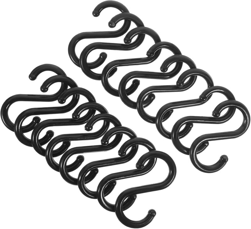 Garneck 100Pcs Black Plastic S Hooks Multipurpose Hanging Storage Hooks for Kitchen Bathroom Wardrobe Lightweight Closet Organizer for Bags Clothes Towels - Image 1