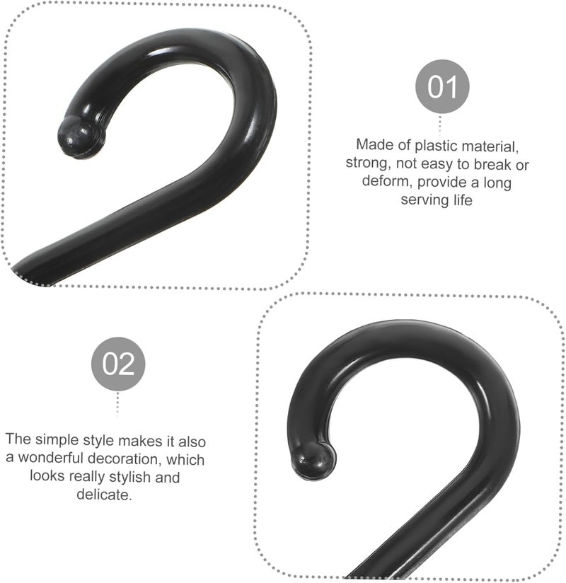 Garneck 100Pcs Black Plastic S Hooks Multipurpose Hanging Storage Hooks for Kitchen Bathroom Wardrobe Lightweight Closet Organizer for Bags Clothes Towels - Image 3