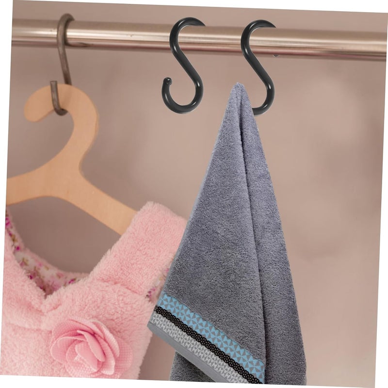 Garneck 100Pcs Black Plastic S Hooks Multipurpose Hanging Storage Hooks for Kitchen Bathroom Wardrobe Lightweight Closet Organizer for Bags Clothes Towels - Image 4