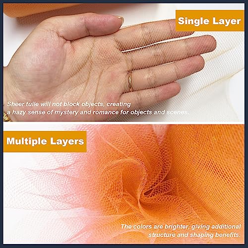Ableme Deco Tulle Fabric Roll 6 Inch by 100 Yards (300 ft) Tulle Ribbon Sheer Mesh Netting for DIY Tutu Skirt Gift Wrapping Wedding Baby Shower Birthday Halloween Party Decorations Crafts, 34 Colors (Orange) - Image 4