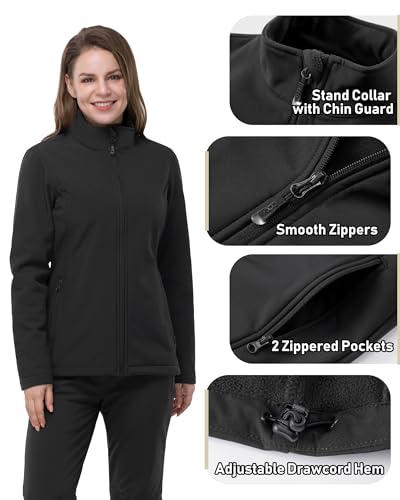 33,000ft Women's Lightweight Softshell Jacket Fleece Lined Windbreaker Waterproof Warm Jacket for Running Golf Hiking - Image 3