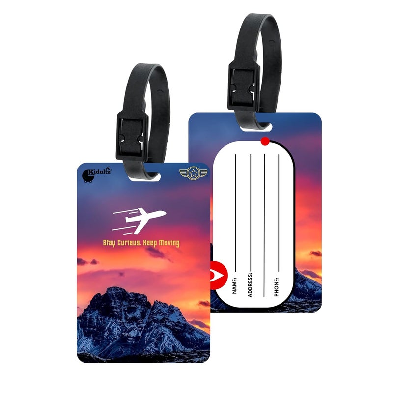 (Set of 10) Synthetic Luggage Tags with Black Strap Loop | Durable, Waterproof, Anti-Break Travel ID Tags for Suitcases, Backpacks, School & Office Bags (Model No.72)