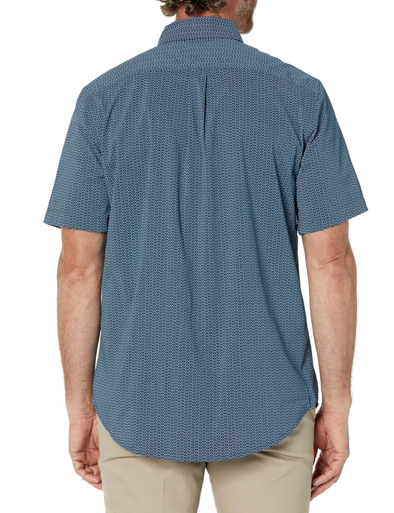 DOCKERS قميص دوكرز للرجال بتصميم كلاسيكي بأكمام قصيرة مع راحة مرنة (مقاس عادي وكبير وطويل)، أزرق بحري - طباعة سيرسي، كبير - Image 2