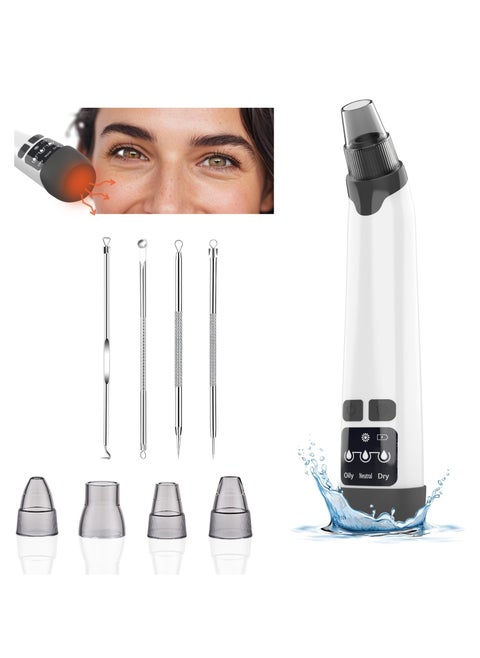 Blackhead Remover Pore Vacuum, Face Vacuum Pore Cleanser, Electric Acne Comedone Whitehead Remover Tools 4 Suction Power with LED Display, Rechargeable Pimple Popper Tool Kit