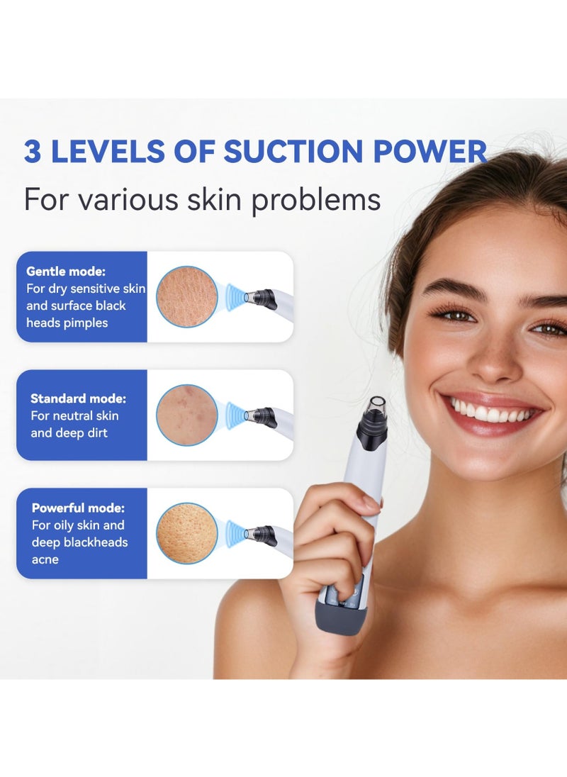 Blackhead Remover Pore Vacuum, Face Vacuum Pore Cleanser, Electric Acne Comedone Whitehead Remover Tools 4 Suction Power with LED Display, Rechargeable Pimple Popper Tool Kit