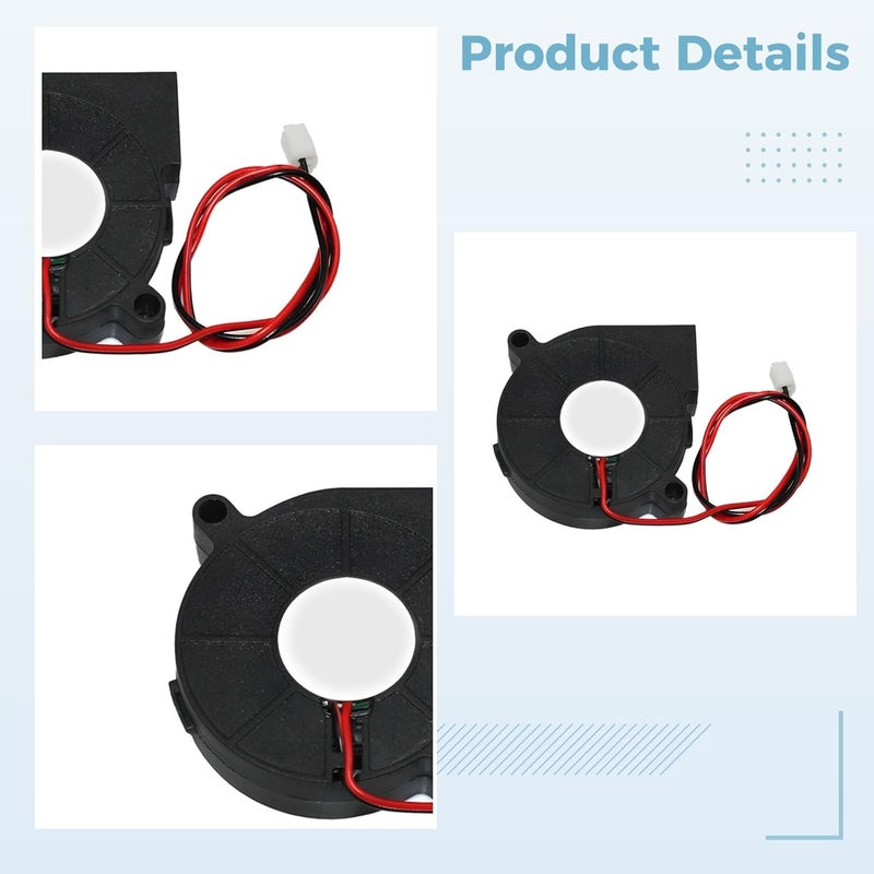 2 Pcs 5015 Blower Fan, 12V 3D Printer Parts, High-Speed 5015 Turbine Design Fan, 7.5 X 5.5 X 2.4 in - Image 4