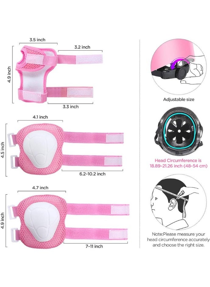 Kids Bike Helmet Set with Knee Pads Elbow Pads and Wrist Guards 7 in 1 Kids Protective Gear Set for 2~8yrs Girls and Boys For Skateboarding Biking Roller Skating Rock Climbing (Pink) - Image 3