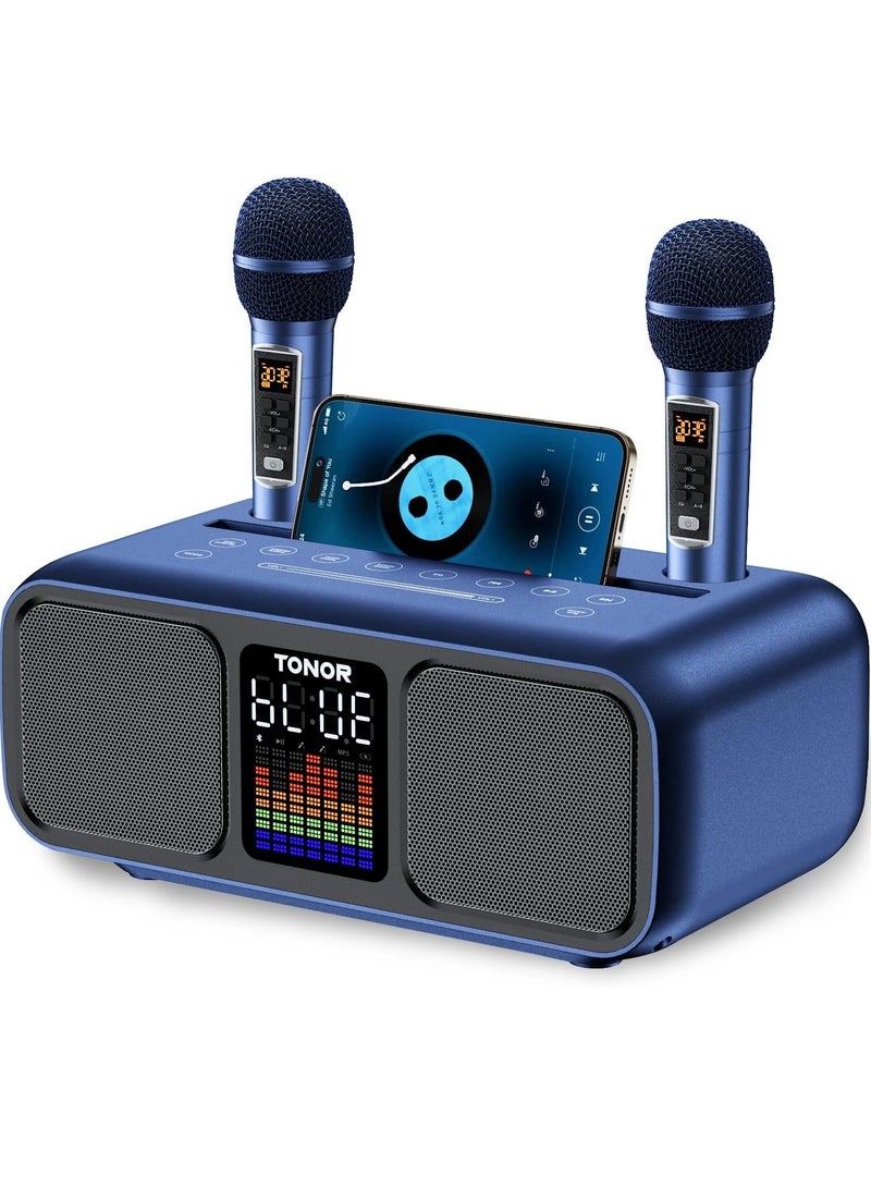 Smart Berry Karaoke Machine with 2 Wireless Microphones | Large Bluetooth Speaker PA System for Weddings, Picnics, Home & Outdoor Parties | LED Lights, USB/TF/Android/iPad/TV/PC Compatible | K9 - Image 1