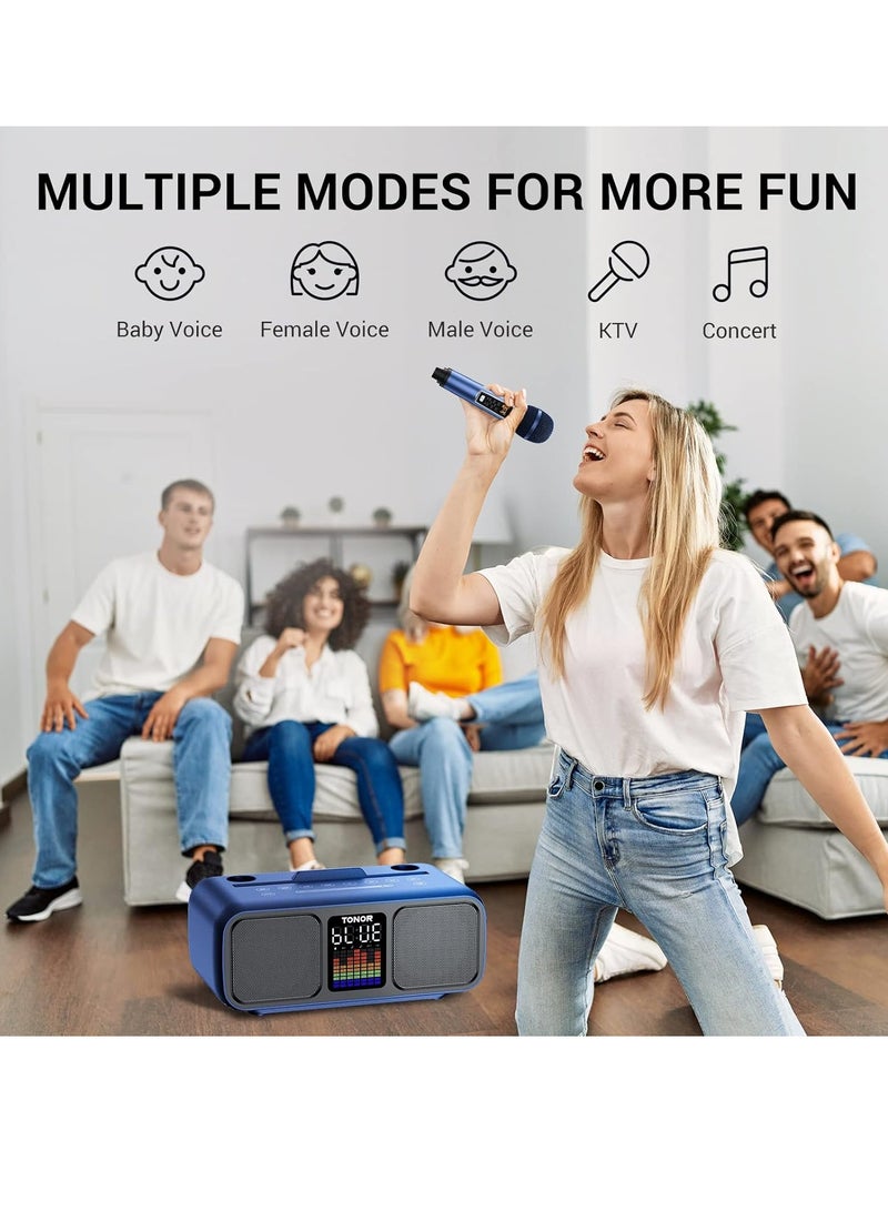 Smart Berry Karaoke Machine with 2 Wireless Microphones | Large Bluetooth Speaker PA System for Weddings, Picnics, Home & Outdoor Parties | LED Lights, USB/TF/Android/iPad/TV/PC Compatible | K9 - Image 4