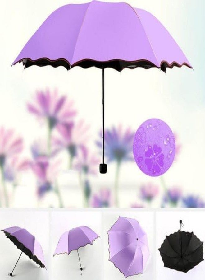 VOXEL Magic Blossom Print 3-Fold Travel Umbrella | Secret Flower Design Appears with Rain | Unisex Sun & Rain Umbrella | Compact, Windproof & Stylish for Men & Women - Random Colour - Image 1