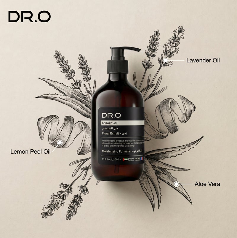 DR.O Premium Shower Gel | 500ml | FLORAL EXTRAIT Scent | Deep Nourishing Body Wash for Glowing Skin | Gentle Cleansing Foam for All Skin Type | Moisturizing Skin Care Formula | Long Lasting Fragrance. - Image 5