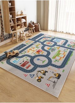 Optico 120×160cm Kids Carpet Playmat Rug, Car Rug for Kids Cars, Non-Slip Map, Town City Road Rug for Playroom Bedroom, Track Rug Car Play Rug for Kids, Kids Baby Children Educational Road Traffic Play Mat  - Image 1