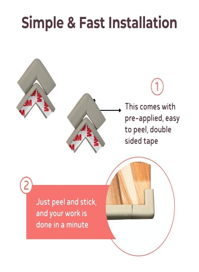 BabySafeHouse Pre-Taped Furniture Edge Guard and Corner Protector - 6.5ft Edge + 4 Corner Guards (Grey Color) for Baby Proofing & Child Safety - Image 3